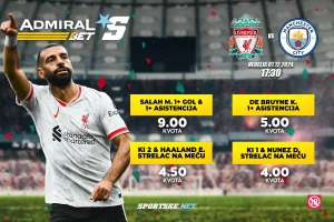 AdmiralBet specijal - Salah i Nunjez VS. De Brujne i Haland i kvote od 4,00 do 9,00